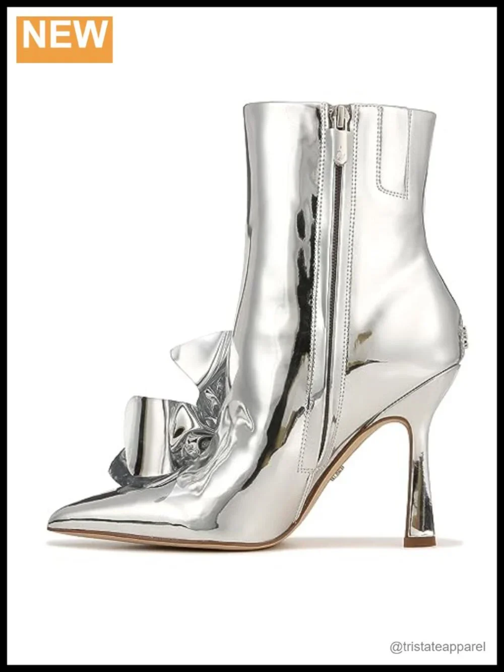 Sam Edelman Esmae Metallic Ankle Booties with Ruched Detail and 4-Inch Flare